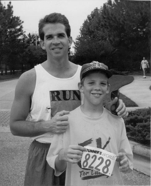 JMC 1993.JPG - At a roller blade race with  oldest son Ian as a 10 year old